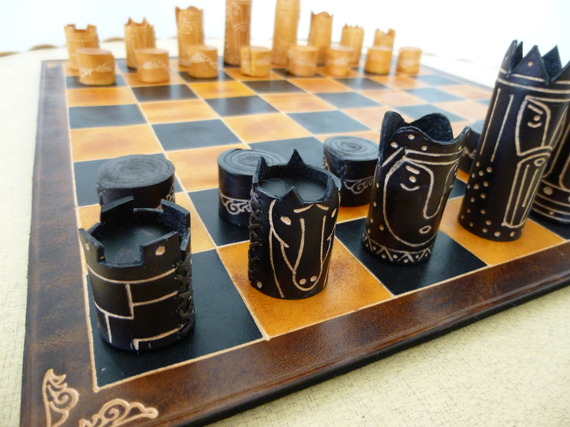 juego de ajedrez de cuero